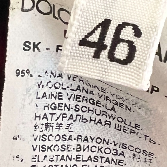 DOLCE & GABBANA wool plaid skirt - elastic waist & fringed hem - Picture 9 of 9